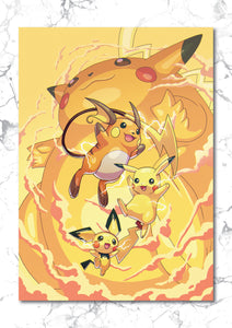 Pikachu - Evolution Tree Art Print
