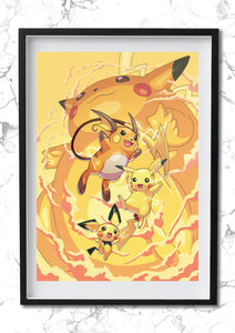 Pikachu - Evolution Tree Art Print